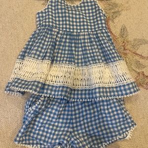 Roberta Roller Rabbit - blue gingham top and shorts matching set 4T